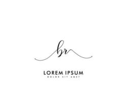 Initial BR Feminine logo beauty monogram and elegant logo design, handwriting logo of initial signature, wedding, fashion, floral and botanical with creative template vector