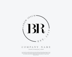 Initial BR Feminine logo beauty monogram and elegant logo design, handwriting logo of initial signature, wedding, fashion, floral and botanical with creative template vector