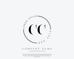 Initial CC Feminine logo beauty monogram and elegant logo design, handwriting logo of initial signature, wedding, fashion, floral and botanical with creative template vector