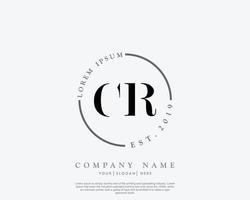 Initial CR Feminine logo beauty monogram and elegant logo design, handwriting logo of initial signature, wedding, fashion, floral and botanical with creative template vector
