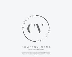 Initial CV Feminine logo beauty monogram and elegant logo design, handwriting logo of initial signature, wedding, fashion, floral and botanical with creative template vector