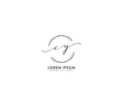 Initial CY Feminine logo beauty monogram and elegant logo design, handwriting logo of initial signature, wedding, fashion, floral and botanical with creative template vector