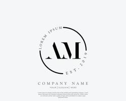Initial letter AM Feminine logo beauty monogram and elegant logo design, handwriting logo of initial signature, wedding, fashion, floral and botanical with creative template vector