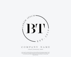 Initial BT Feminine logo beauty monogram and elegant logo design, handwriting logo of initial signature, wedding, fashion, floral and botanical with creative template vector