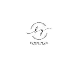 Initial BY Feminine logo beauty monogram and elegant logo design, handwriting logo of initial signature, wedding, fashion, floral and botanical with creative template vector