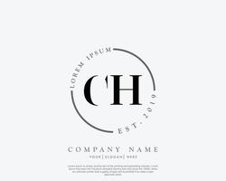 Initial CH Feminine logo beauty monogram and elegant logo design, handwriting logo of initial signature, wedding, fashion, floral and botanical with creative template vector