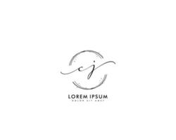 monograma de belleza del logotipo femenino cj inicial y diseño de logotipo elegante, logotipo de escritura a mano de la firma inicial, boda, moda, floral y botánica con plantilla creativa vector