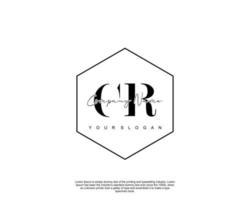 Initial CR Feminine logo beauty monogram and elegant logo design, handwriting logo of initial signature, wedding, fashion, floral and botanical with creative template vector