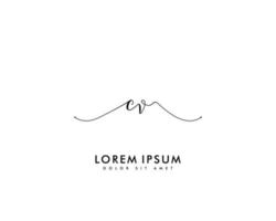 Initial CV Feminine logo beauty monogram and elegant logo design, handwriting logo of initial signature, wedding, fashion, floral and botanical with creative template vector