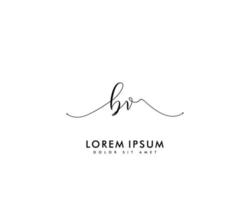 Initial BV Feminine logo beauty monogram and elegant logo design, handwriting logo of initial signature, wedding, fashion, floral and botanical with creative template vector