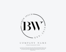 Initial BW Feminine logo beauty monogram and elegant logo design, handwriting logo of initial signature, wedding, fashion, floral and botanical with creative template vector