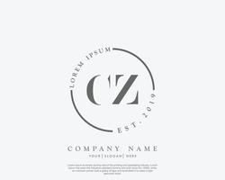 Initial CZ Feminine logo beauty monogram and elegant logo design, handwriting logo of initial signature, wedding, fashion, floral and botanical with creative template vector