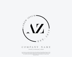 Initial letter AZ Feminine logo beauty monogram and elegant logo design, handwriting logo of initial signature, wedding, fashion, floral and botanical with creative template vector