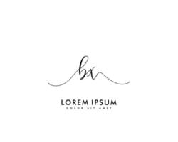 Initial BX Feminine logo beauty monogram and elegant logo design, handwriting logo of initial signature, wedding, fashion, floral and botanical with creative template vector