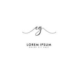 Initial CG Feminine logo beauty monogram and elegant logo design, handwriting logo of initial signature, wedding, fashion, floral and botanical with creative template vector