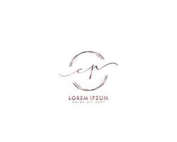 monograma de belleza de logotipo femenino cp inicial y diseño de logotipo elegante, logotipo de escritura a mano de firma inicial, boda, moda, floral y botánica con plantilla creativa vector