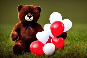 Surprising Party Decoration with Teddy Bear and Balloon photo
