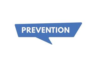 prevention text Button. prevention Sign Icon Label Sticker Web Buttons vector