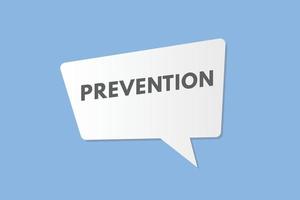 botón de texto de prevención. prevención signo icono etiqueta adhesivo web botones vector