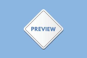 preview text Button. preview Sign Icon Label Sticker Web Buttons vector