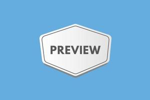 preview text Button. preview Sign Icon Label Sticker Web Buttons vector