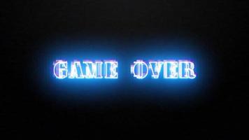 Game Over glitch neon blue text effect background video