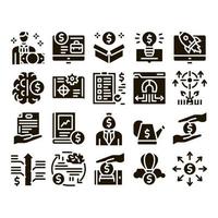 Crowdfunding Business Glyph Set Vector