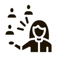 presentation of people by woman icon Vector Glyph Illustration