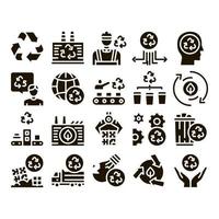 Recycle Factory Ecology Industry Icons Set Vector