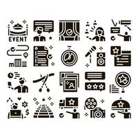 Event Party Planning Glyph Set Vector