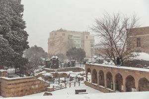 winter city in the snow photo