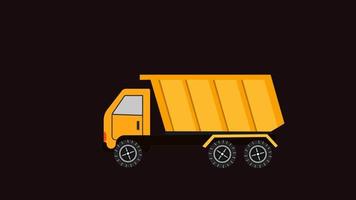 Dump cargo Truck driving with container on Alpha channel animation. Dump Truck for carriage of goods and commercial delivery services vehicles. Cartoon Pickup truck Lorry shipping Van Freight truck. video