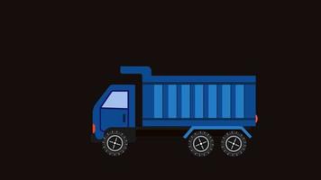 Dump cargo Truck driving with container on Alpha channel animation. Dump Truck for carriage of goods and commercial delivery services vehicles. Cartoon Pickup truck Lorry shipping Van Freight truck. video