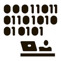 people come up with binary code icon Vector Glyph Illustration