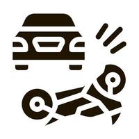 motorcycle hit by car icon Vector Glyph Illustration