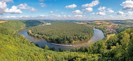 Drone panorama over river Main loop in Germany with village Urphar photo