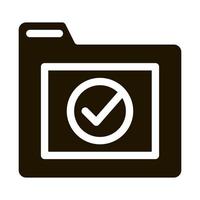 Computer Folder With Approved Mark glyph icon vector