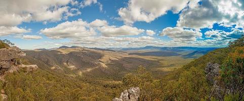 Panoramic view over the Blue Mountains in the Australian state of New South Wales during the day photo