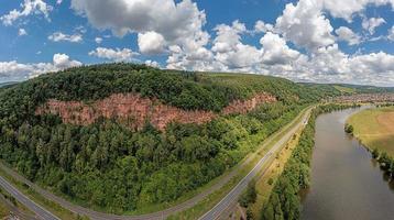 Drone panorama over river Main in Germany photo