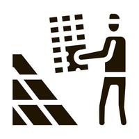 installer working solar battery icon Vector Glyph Illustration