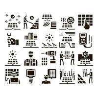 Solar Energy Technicians Glyph Set Vector