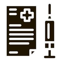 ilustración de glifo de vector de icono de informe médico de inyección