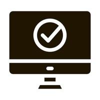 Computer Monitor And Approved Mark glyph icon vector