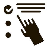 Hand Touch Check List Approved Mark glyph icon vector