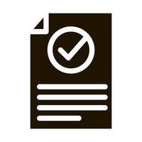 Document Text File With Approved Mark glyph icon vector