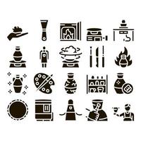 Pottery And Ceramics Glyph Set Vector