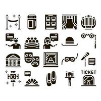 Theatre Equipment Glyph Set Vector