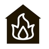 Building And Flame Heating Equipment glyph icon vector