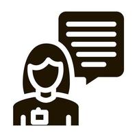 Female Worker Talk Vector Glyph Illustration