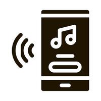 ilustración de glifo de vector de icono de aplicación de teléfono de música